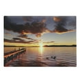 thumbnail image 1 of Coastal Cutting Board, Lake Rotorua Dramatic Sunrise North Island New Zealand Morning Scenic Scenery, Decorative Tempered Glass Cutting and Serving Board, Large Size, Yellow Red Black, by Ambesonne, 1 of 1