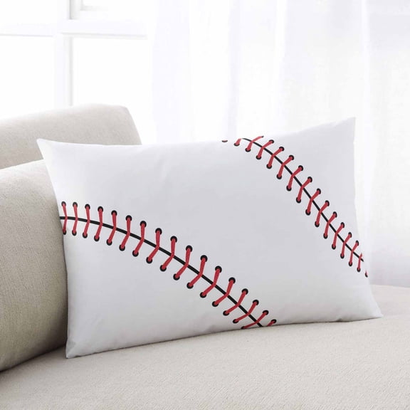 Baseball King Size Pillow Cover, Pillowcase Protectors with Zipper, Breathable Decorative Throw Pillow Case Cover, Modern Minimalist Red Lines Pillow Shams for Couch Sofa 20x36Inch