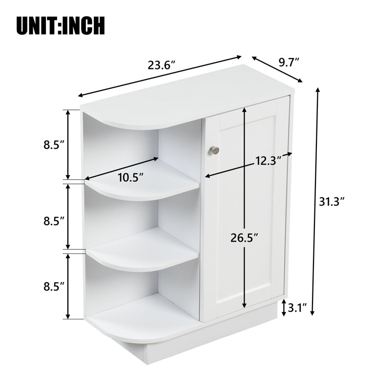 White Bathroom Storage Corner Cabinet - Modern Furniture