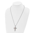 thumbnail image 4 of Stainless Steel Ball Beaded Necklace with Pendants Chain Chisel Polished Brown IP-plated Diamond Accent Cross Pendant on a 24 inch 32 mm, 4 of 5