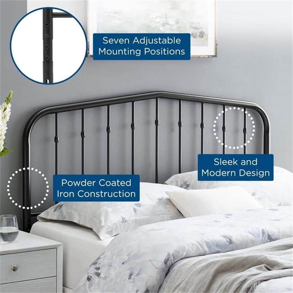 Pemberly Row Contemporary Modern Twin Metal Spindle Headboard in Black