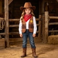 thumbnail image 5 of Duqingm Cowboy Cowgirl Outfits for Boys, Toddler Kids Dress Up Role Play Parties Cowboy Kids' Vest & Bandana Set Hat Coffee,6-12 Months, 5 of 5