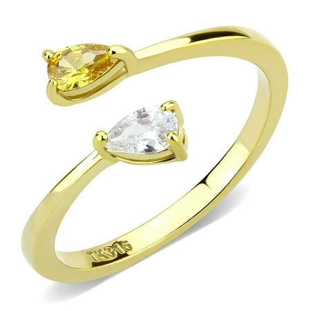 Gold Womens Ring Yellow Zircoin Stainless Steel Anillo Color Oro Amarillo Para Mujer Acero Inoxidable