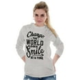 thumbnail image 3 of One Smile At A Time Optimistic Women's Long Sleeve T Shirt Brisco Brands L, 3 of 6