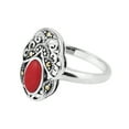 thumbnail image 3 of Vintage Royal Swirl Oval Red Coral Marcasite Sterling Silver Ring for Female Anniversary Size-6, 3 of 5