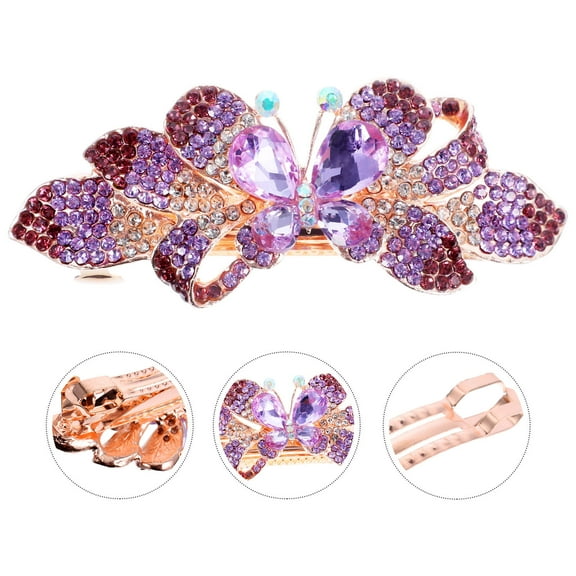 Pretyzoom Elegant Rhinestone Barrettes Bow Hair Clip for Women Hair Styling 1Set
