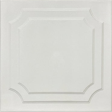 20x20 Styrofoam Ceiling Tiles Glue-Up Decorative Panels for Easy DIY Install, Home & Basement Renovation. R8 Enea, Plain White, Lot/8