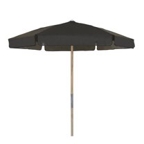 Fiberbuilt Home 7BPU-6R-WDO-TX-Black 7.5 ft. Hex Beach Umbrella 6 Rib Push Up Natural Oak with Black Vinyl Coated Weave Canopy