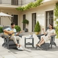thumbnail image 4 of SERWALL 5PC Adjustable Folding Adirondack Chair and Ottoman and Double Side Table, HDPE Adirondack Chairs Set for Outdoor, Patio, Poolside, Garden, Gray, 4 of 8