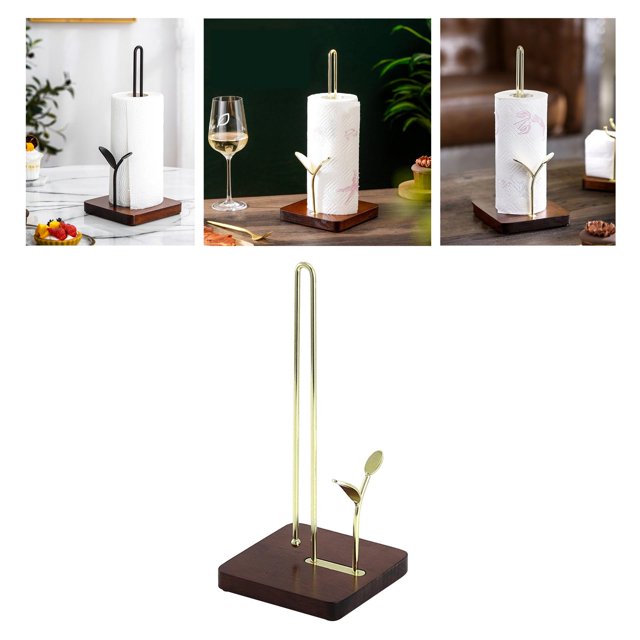 1 pieza de soporte de toalla de papel, almohadilla de rasgado para una mano, de almacenamiento, servilleta estable, rollo decorativo, estante de Dorado A Baoblaze Sostenedor del tejido