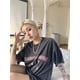 thumbnail image 4 of Camiseta holgada informal de manga corta estilo hip hop, rap, estilo retro, lavada, de Snoopdogg 2pac, para hombre y mujer, de gran tamaño, 4 of 5