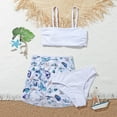 thumbnail image 3 of GYRATEDREAM 8-12Y Girl's 3 Piece Swimsuits Solid Color Bikini Bathing Suit with Butterfly Coverup Skirts, 3 of 6