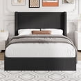 thumbnail image 2 of Amolife Queen size Hydraulic Lift Storage Bed Frame with Wingback Headboard, Corduroy Upholstery, Black, 2 of 9
