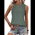 thumbnail image 1 of Camisas Casuales de Verano para Mujer, con Cuello Redondo y Mangas , Verde Oscuro, Talla XXL, 1 of 7