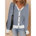 thumbnail image 5 of Women'S Casual Open Front Long Sleeve Chunky Knit Striped Cardigan Sweaters Outerwear Coats Blue M, 5 of 6