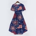 thumbnail image 4 of Patriotic 4th of July Dresses for Women USA Flag Print Short Sleeve Wrap V Neck Tie Waist A-Line Ruffle Hem Flowy Midi Summer Dress, 4 of 6
