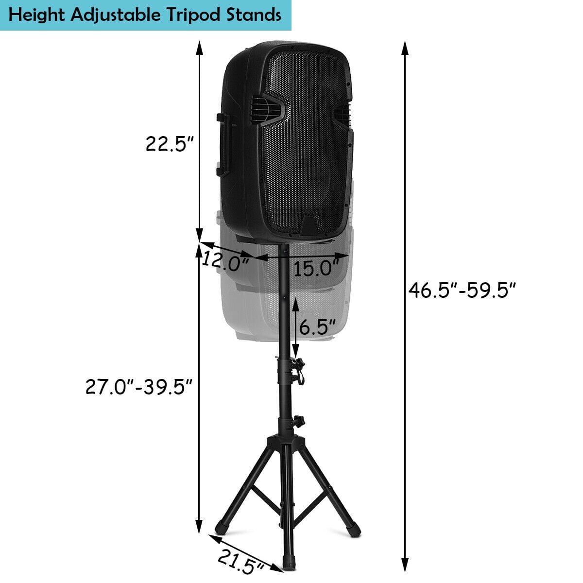 Portable DJ Speaker with Active Bluetooth FM Radio Cchainway 12 Inch 2000 Watts Dual 2-Way Powered PA Speaker System 2 Speaker Stands Passive Speakers Microphone Remote Control USB//SD Card