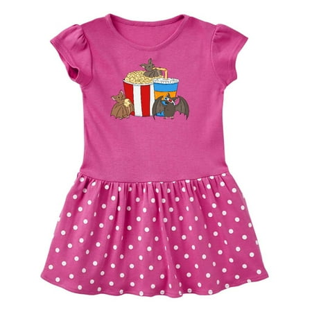 

Inktastic Movie Loving Bats with Popcorn and Soda Gift Toddler Girl Dress