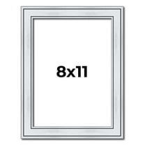 8x11 Frame Sterling Silver Solid Wood Picture Frame | 1.25 Inch Moulding Width | 0.75 Inch Interior