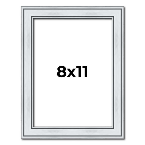 8x11 Frame Sterling Silver Solid Wood Picture Frame | 1.25 Inch Moulding Width | 0.75 Inch Interior