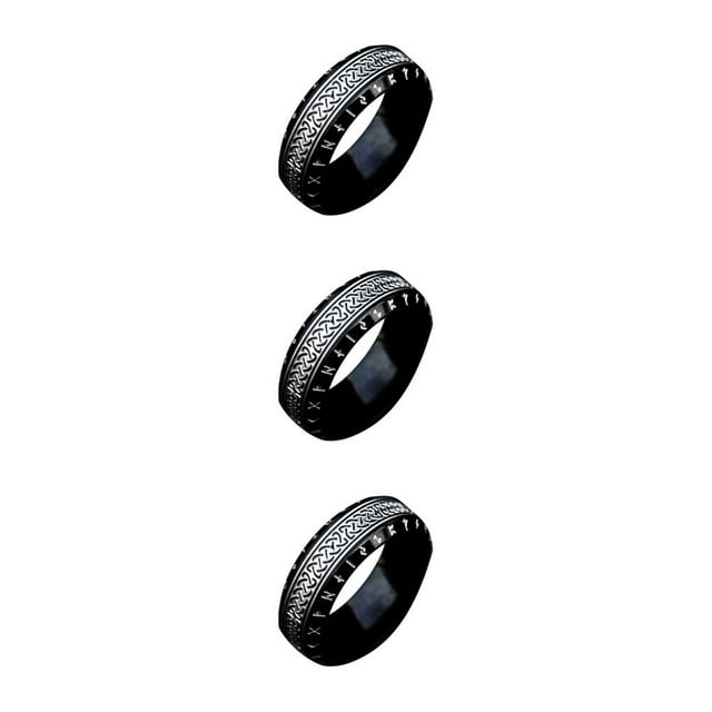 relayinert Unique Vintage Steel Ring Suitable For Both Genders Ring For Men Metal For Unisex Rings Gifts For Friends Vintage Rings All black 10 3Set
