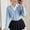 Blue-A, variant on Teen Girls Collar Zip Front Cropped Ribbed Knit Sweater Long Sleeve Preppy Style Casual Crop Cardigan Tops White-A