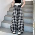thumbnail image 4 of TIREOW Girls Sweatpants Plaid Elastic Lace Waist Wide Leg Sweat Pants with Lace Belt Fashion Lightweight Casual Baggy Pants, 4 of 5