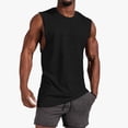 thumbnail image 5 of Camisetas sin mangas negras para hombre, cuello redondo, camisa holgada sólida, camisas deportivas para entrenamiento, camisetas sin mangas para correr, 5 of 5