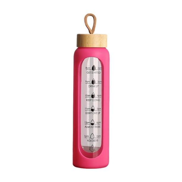 Botella de agua de vidrio, botella de , botellas de vidrio ligeras, multifuncionales y reutilizables. Rosa
