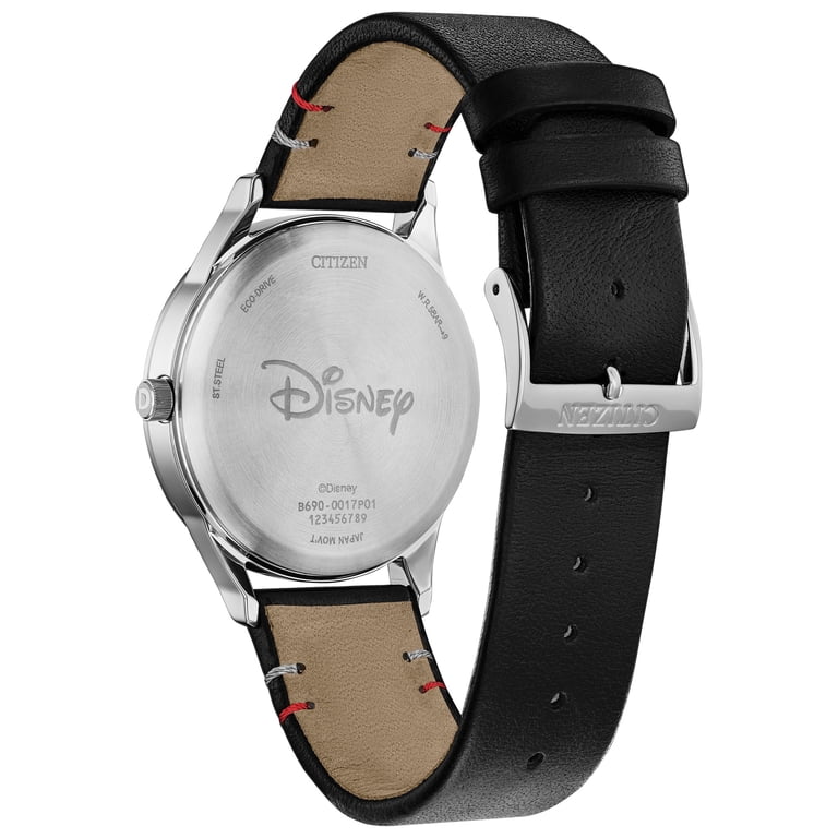 Citizen Unisex Eco-Drive Disney Mickey Mouse Black Leather Strap 