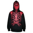 thumbnail image 2 of Men Full Face Mask Skeleton Skull Hoodie Halloween Costume Black Red Bones Large, 2 of 3