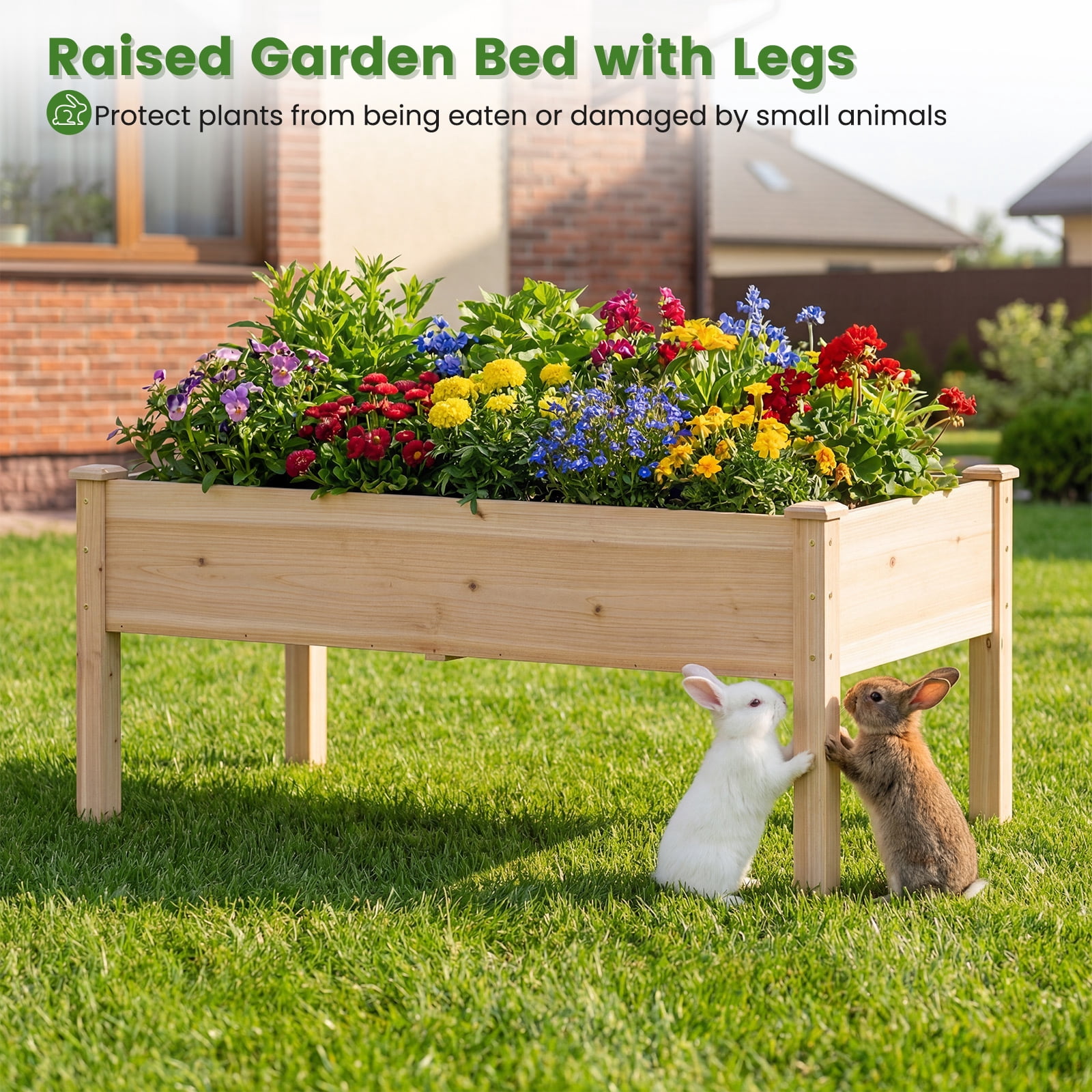 Gymax 48'' x 24'' x 19'' Wooden Raised Garden Bed w/Legs for Vegetables Flowers Herbs