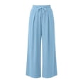 thumbnail image 3 of Palazzo Pants for Women Spring Fall Elastic Waist Wide Leg Loose Fit Casual Flowy Vacation Beach Pants with Pockets, 3 of 3