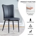 thumbnail image 4 of PU Leather Dining Chairs Set of 4, Upholstered Dining Room Chairs with Curved Backrest and Black Metal Legs, Luxury Dining Chairs for Living Room Kitchen and Office, Black, 4 of 7