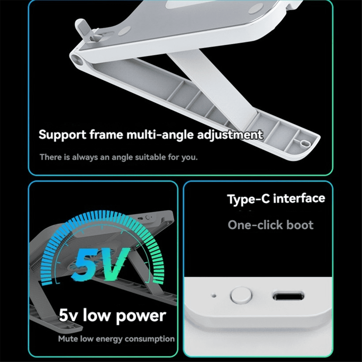 1 * Laptop cooling rack 1 * USB cable-Silver & White