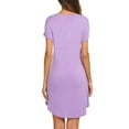 thumbnail image 6 of Uhndy Women Nightgown Short Sleeve Sleepwear Comfy Sleep Shirt Scoopneck Nightshirt Ladies Loose Baggy T Shirts Dress Purple L, 6 of 6