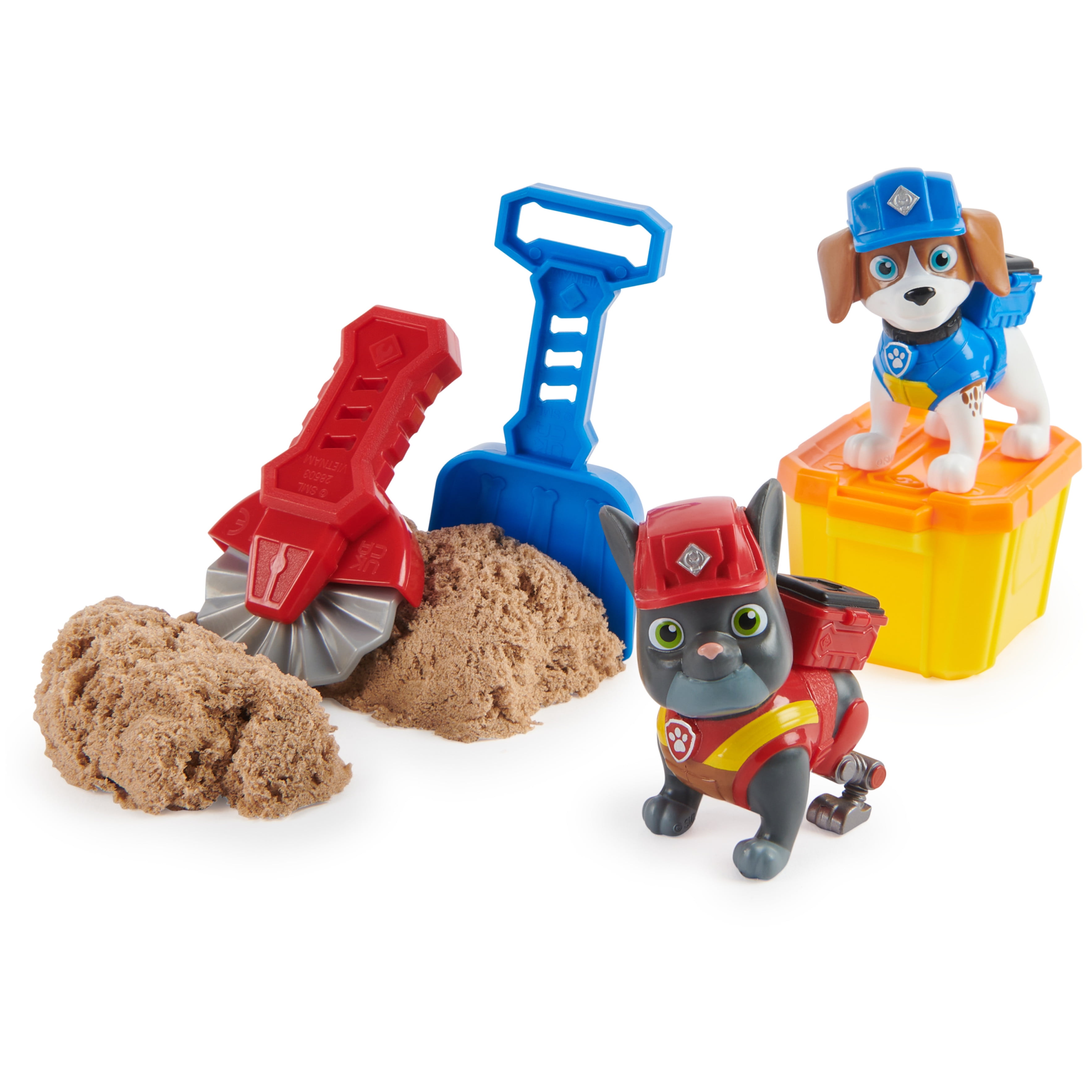 Rubble & Crew, Wheeler and Charger Figures, Kinetic Build-It Sand and Tools for Kids 3+