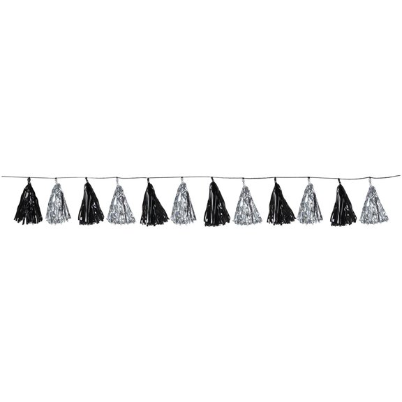 Beistle Black and Silver Metallic Tassel Garland (Case of 12)