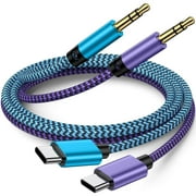 3.5mm Aux Cable to USB C,FiveBox 2PACK Aux Cord to Type C Audio Jack Cable C Type to Auxiliary Adapter USB C to Aux Cord Jack Cable for Android,Samsung,Car,Stereo Radio,Speaker,Headphone(Blue+Purple)
