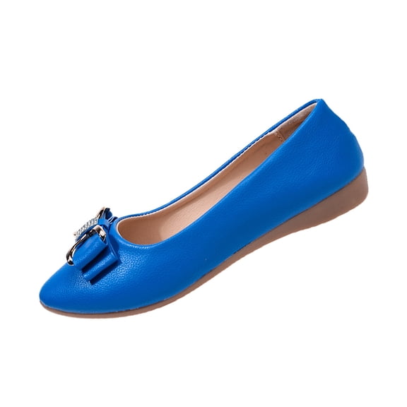 Wensltd Women Solid Color Ballet Flats Elegant Pointed Toe Lightweight Low Heel Shoes