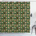thumbnail image 1 of Ambesonne Sushi Shower Curtain, Seafood Rolls on Green Shade, 69"Wx70"L, Multicolor, 1 of 3