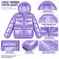 thumbnail image 5 of Lanbubble Girls Shiny Puffer Jacket Hooded Winter Coat Warm Outerwear for Kids 7-14Y, 5 of 8