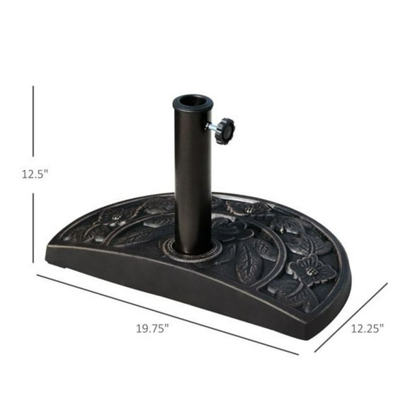 Umbrella Base, Half Umbrella Stand - Bronze Resin Patio Base - Weatherproof Outdoor Umbrella Holder for 1.5" & 1.9" Poles - Secure Garden Decor