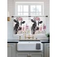 thumbnail image 2 of Cow Flower Tier Curtains 36 Inch Length,Sheer Curtains for Bedroom Living Room Window Farmhouse Cattle Botanical Butterfly Floral Voile Drapes Kitchen Curtains Small Half Window 27.5"x36" 2 Panels, 2 of 7