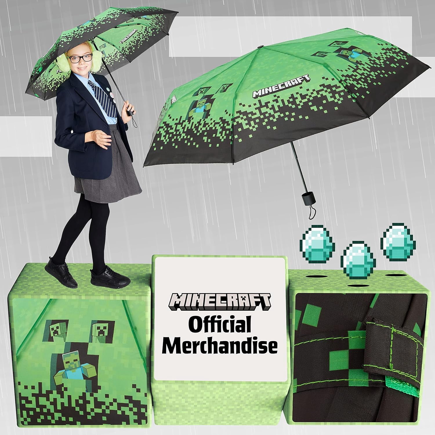 Folding Umbrellas for Boys Girls  Compact Windproof Travel  for Teens Gamers