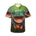 thumbnail image 1 of Balery Tree Frog Camisas hawaianas de manga corta para hombre, camisas playeras de corte holgado, camisas de vacaciones con botones,Large, 1 of 7