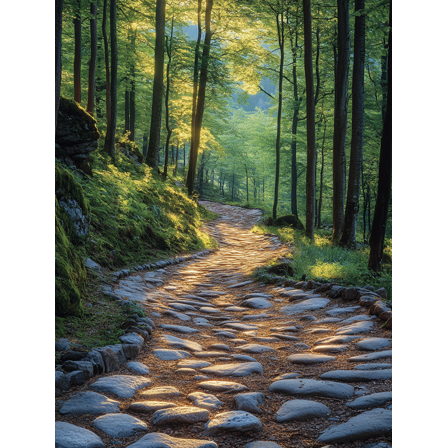 Forest Path Stone Road Canvas Print/Wall Art，Suitable for Living Room，Bedroom，Bathroom，and Hallway Decoration.
