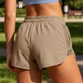 thumbnail image 6 of Cagogo Women Plus Size Elastic Waist Shorts with Pockets Quick Dry Sporty Running Yoga Workout Lounge Casual Athletic Bottoms, Beige M, 6 of 7