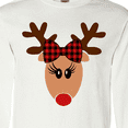 thumbnail image 4 of Inktastic Cute Girl Reindeer with Buffalo Plaid Bow Long Sleeve T-Shirt, 4 of 5