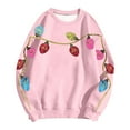 thumbnail image 4 of Tiweut Casual Sweatshirts for Women Sequin Festival Light Long Sleeve Shirt Holiday Crewneck Pullover Tops,Pink,L, 4 of 4